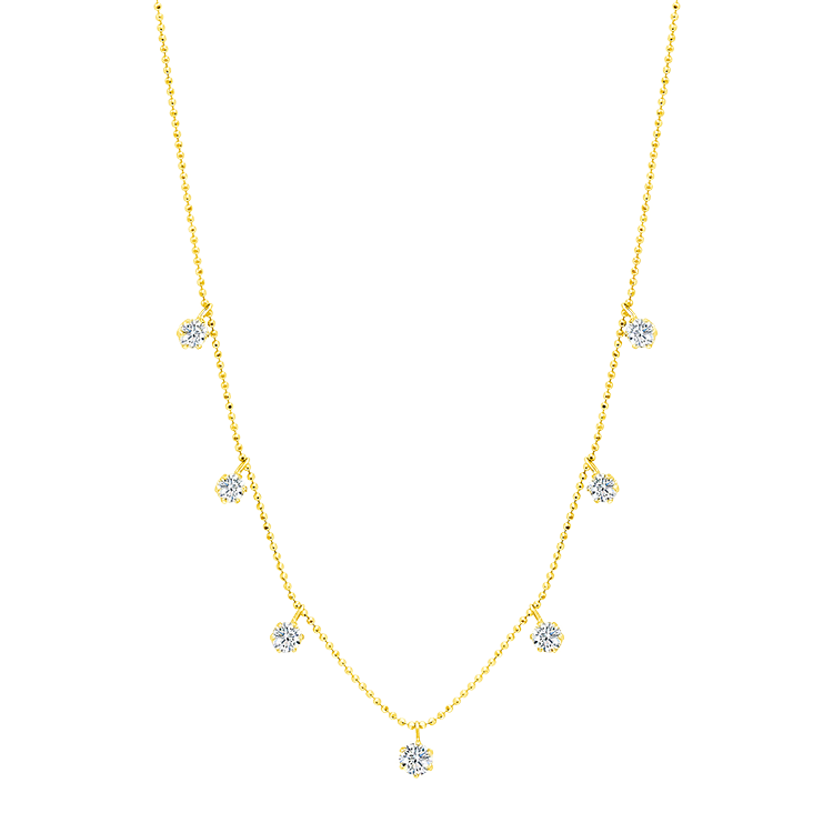 Medium Floating Diamond Necklace in 18 karat gold, fully adjustable, by award winning fine jewelry designer Graziela
