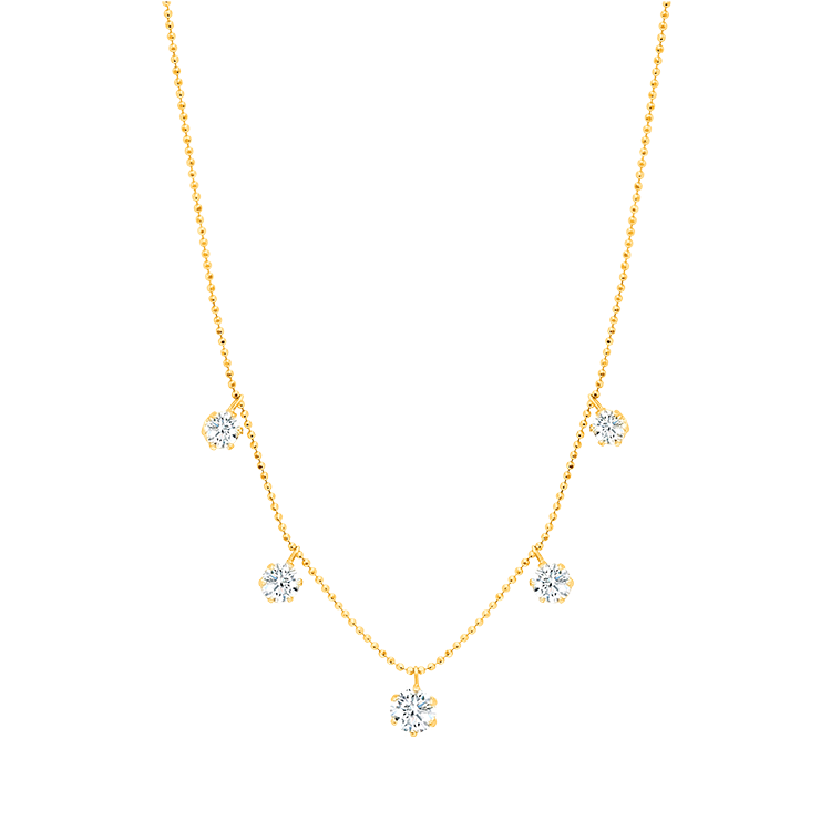 Large Floating Diamond Necklace in 18 karat gold, fully adjustable, by award winning fine jewelry designer Graziela