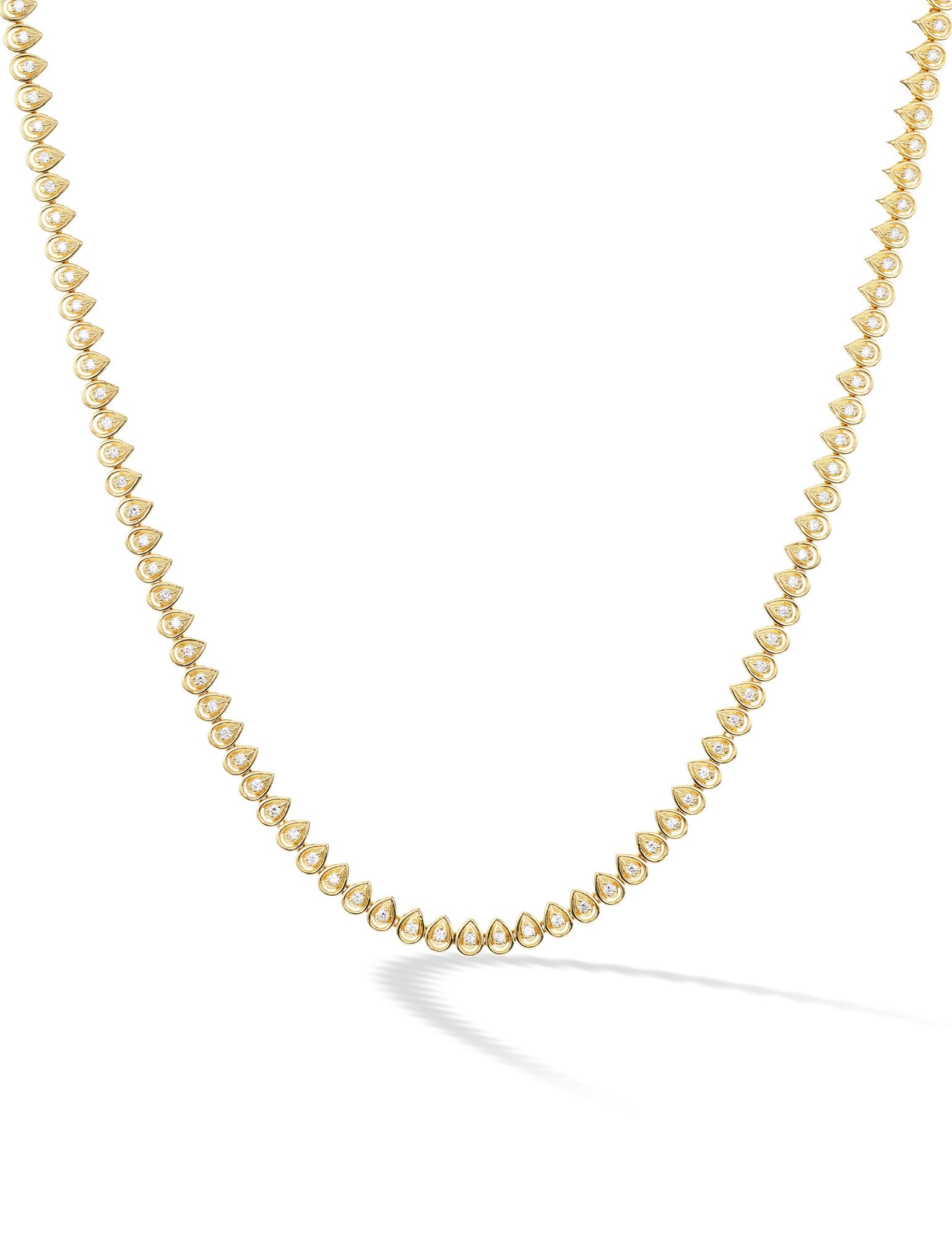 18 karat gold mandala petal diamond necklace by fine jewelry designer Orly Marcel