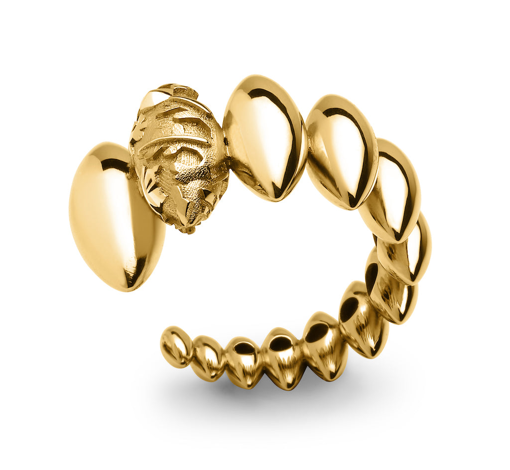18 karat recycled yellow gold stalactites ring by fine jewelry designer Capucine H