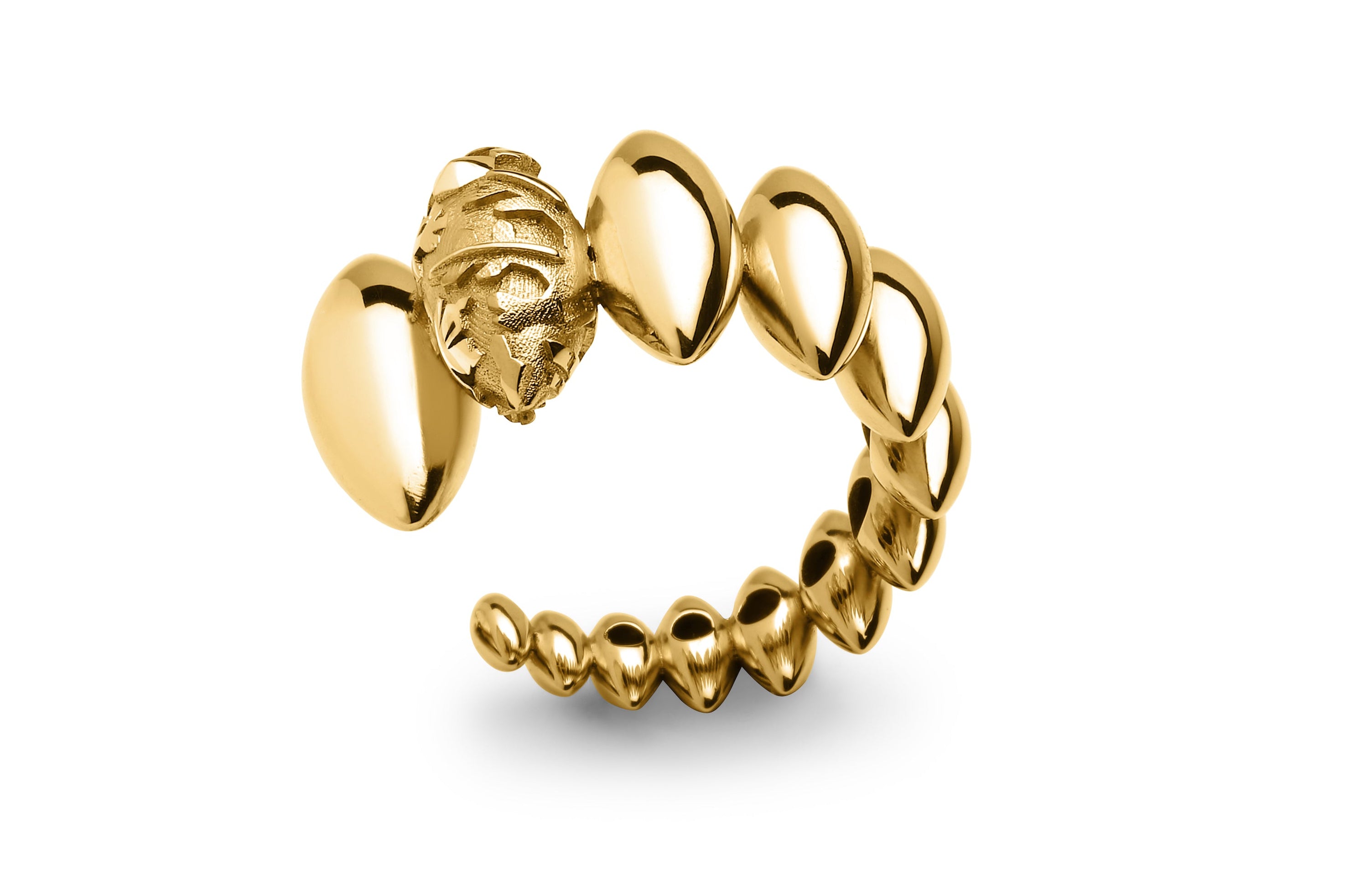 18 karat recycled yellow gold stalactites ring by fine jewelry designer Capucine H