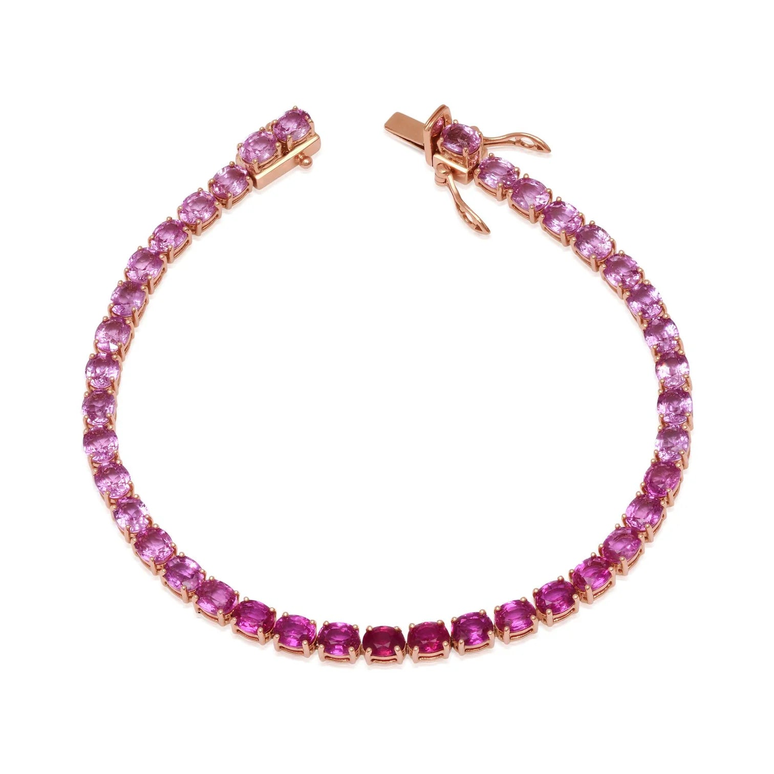 Ombre Pink Sapphire tennis bracelet by award winning fine jewelry designer Graziela Gems