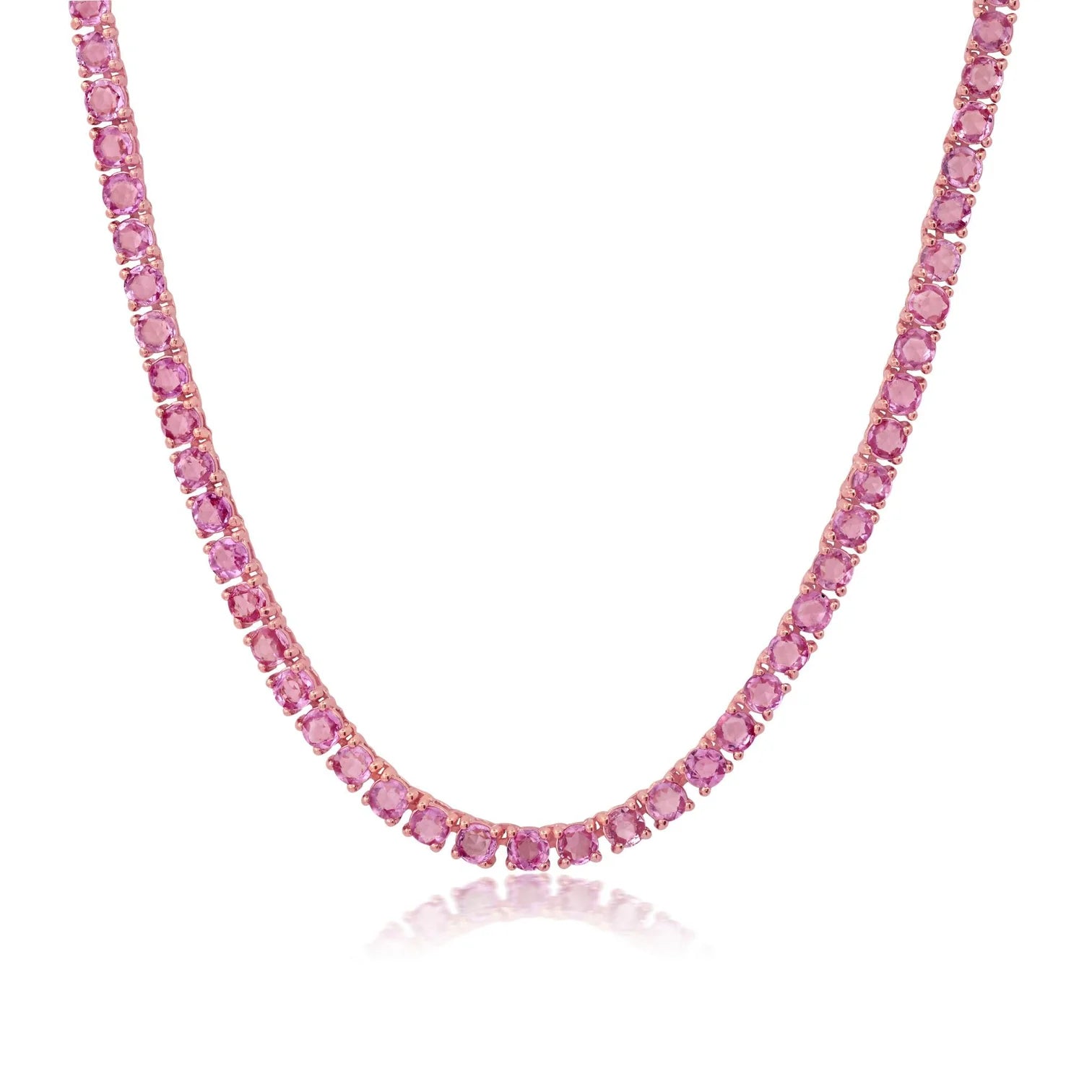Pink Sapphire Tennis Necklace by award winning fine jewelry designer Graziela Gems