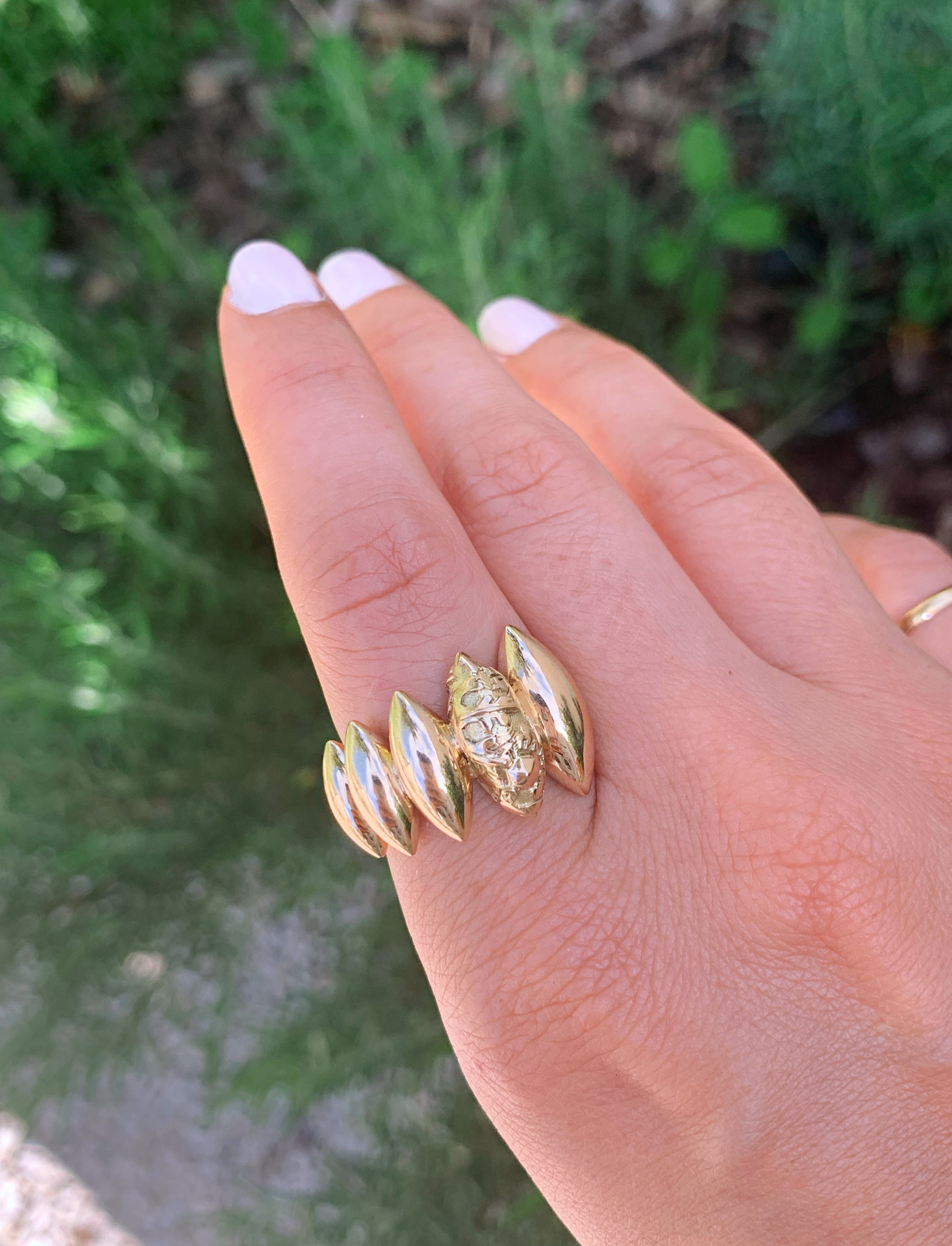 18 karat recycled yellow gold stalactites ring by fine jewelry designer Capucine H