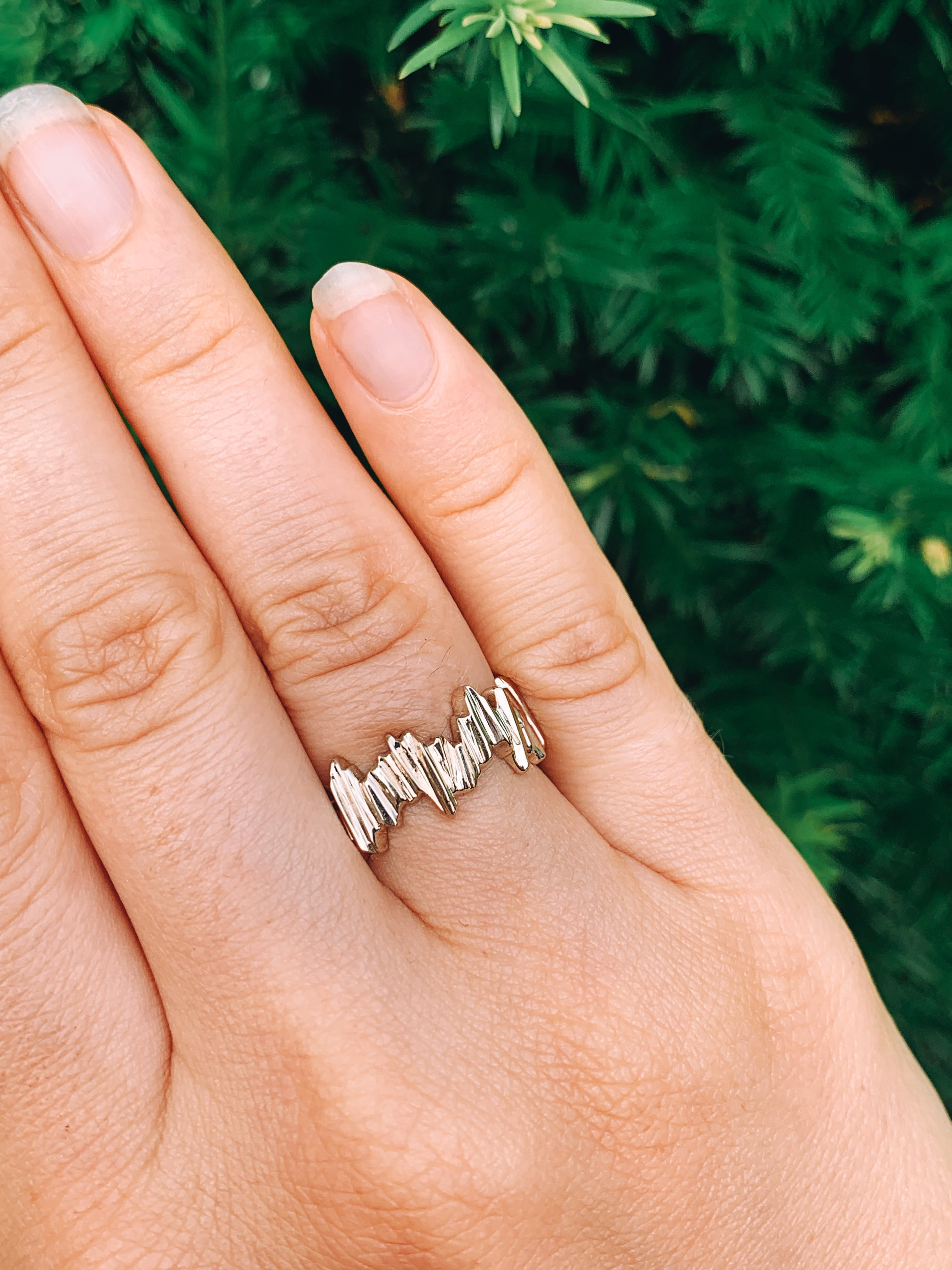 18 karat recycled gold texture ring by fine jewelry designer Capucine H