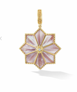 Pink mother of pearl Fez pendant with 24 inch gold chain by fine jewelry designer Orly Marcel