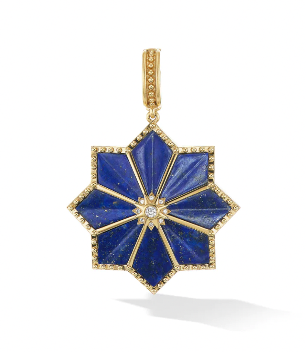 Lapis Lazuli Pendant with 24" gold chain by fine jewelry designer Orly Marcel