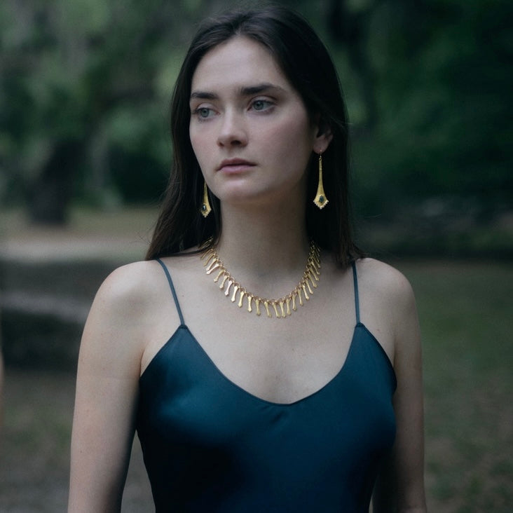 One-of-a kind, handcrafted 22 karat gold necklace by fine jewelry designer Linda Hoj