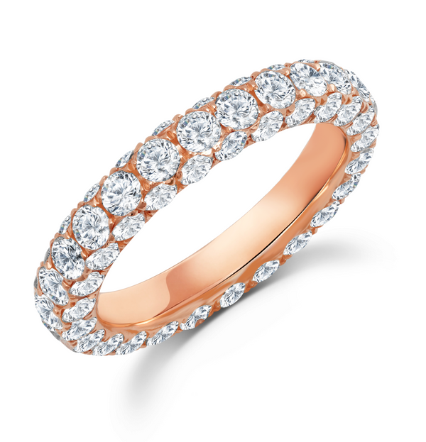 Diamond 3 sided ring in 18 karat rose gold by fine jewelry award winning designer Graziela
