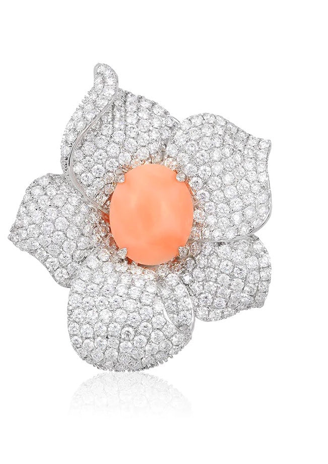 Coral and diamond earrings in 18 karat gold earrings by fine jewelry house Andreoli