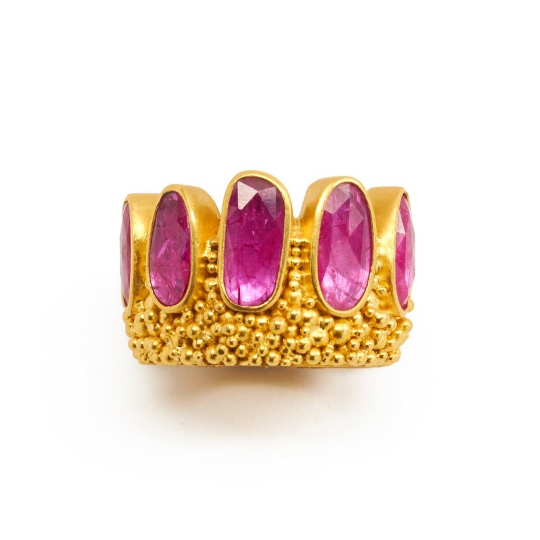 22 karat gold ruby ring by Linda Hoj. Wearable art.