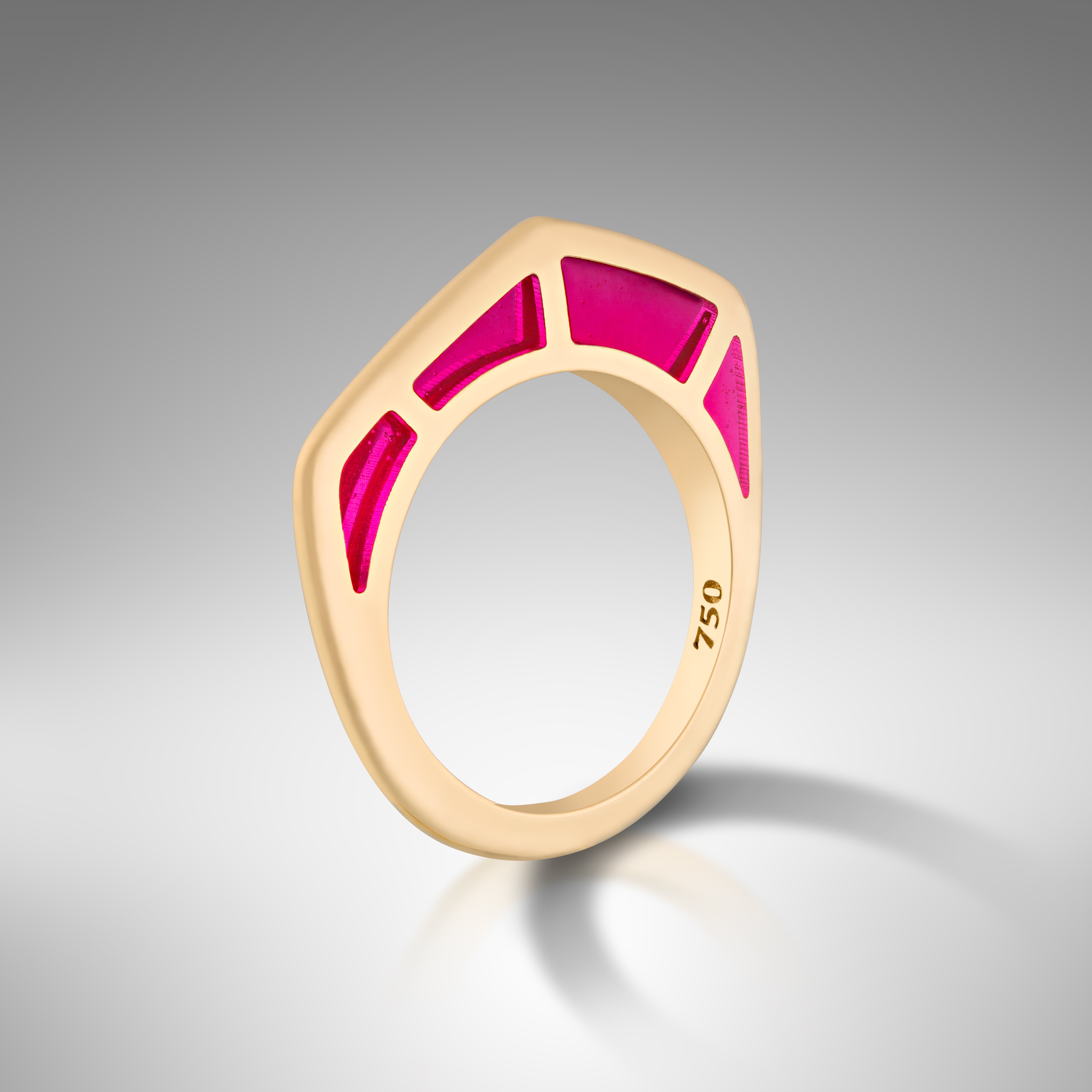 18k gold pink enamel stacking ring by fine jewelry designer House of Lif - Andy Lif