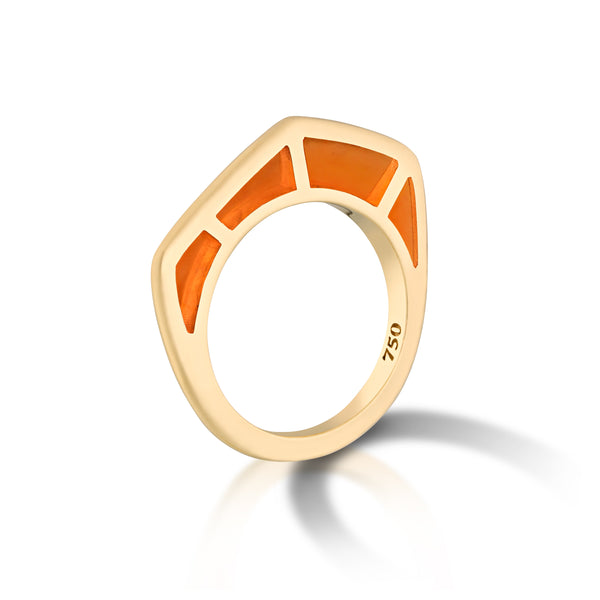 Orange Enamel Gold Ring by fine jewelry designer Andy Lif