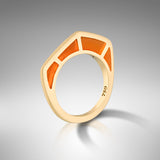 Orange Enamel Gold Ring by fine jewelry designer Andy Lif