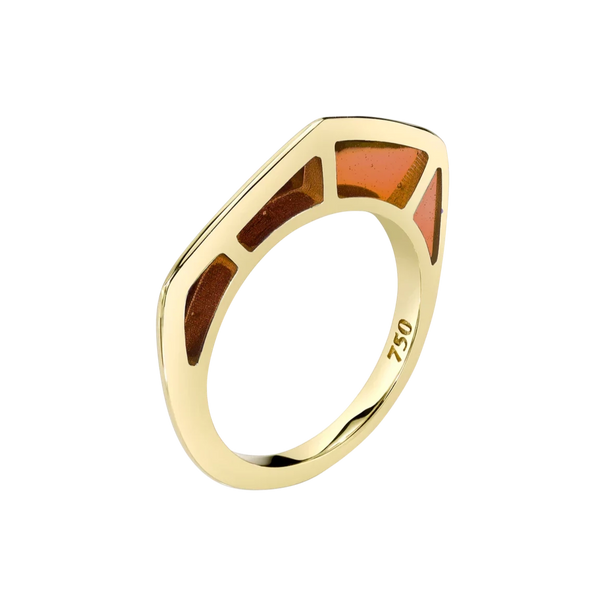 Cognac Enamel Gold Ring by fine jewelry designer Andy Lif