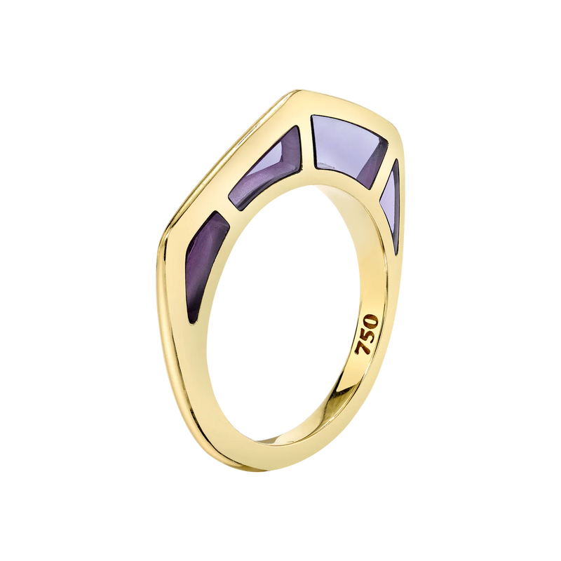Purple Enamel Gold Ring by fine jewelry designer Andy Lif.