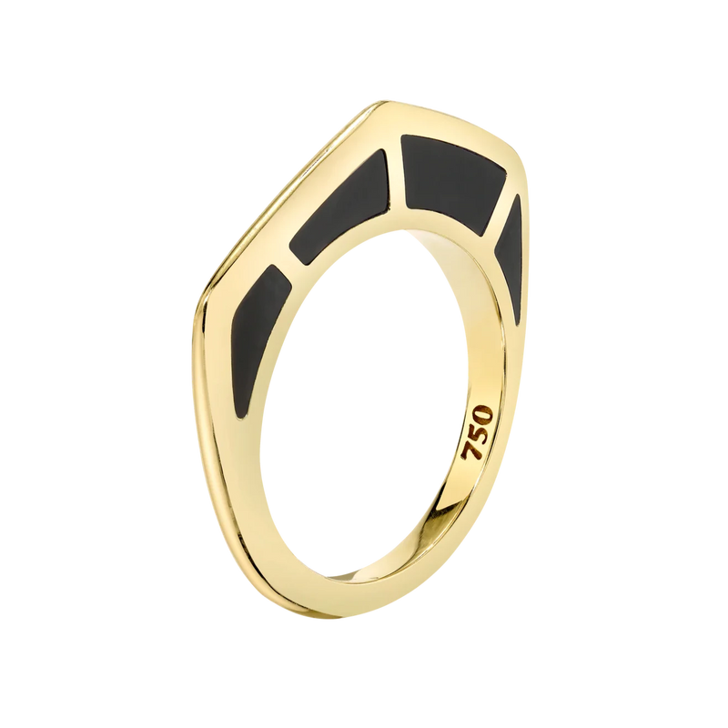 Black Enamel Gold Ring by fine jewelry designer Andy Lif.