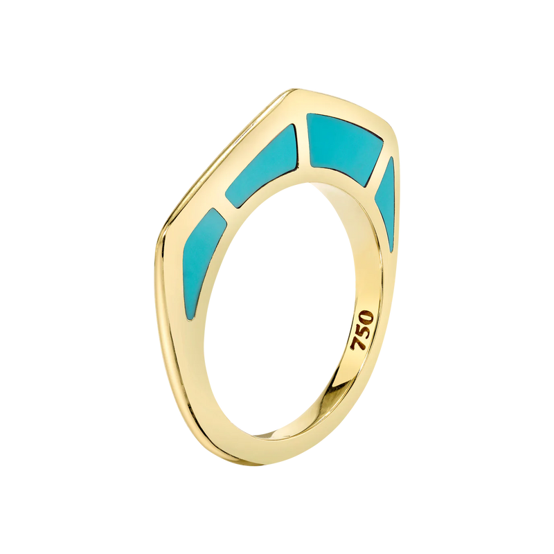 Turquoise Enamel Gold Ring by fine jewelry designer Andy Lif