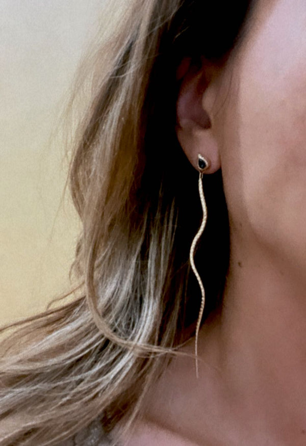 Sapphire Gold Drop Earrings by jewelry designer Clio Saskia