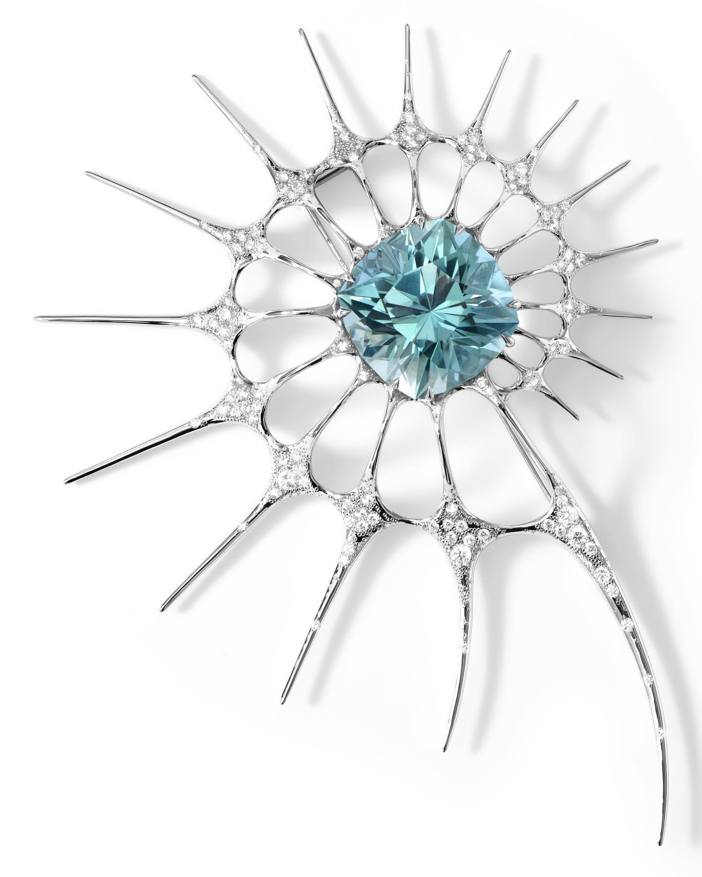 Wearable Art. Topaz brooch. Diamonds. Collectible Design. High Jewelry by Capucine H