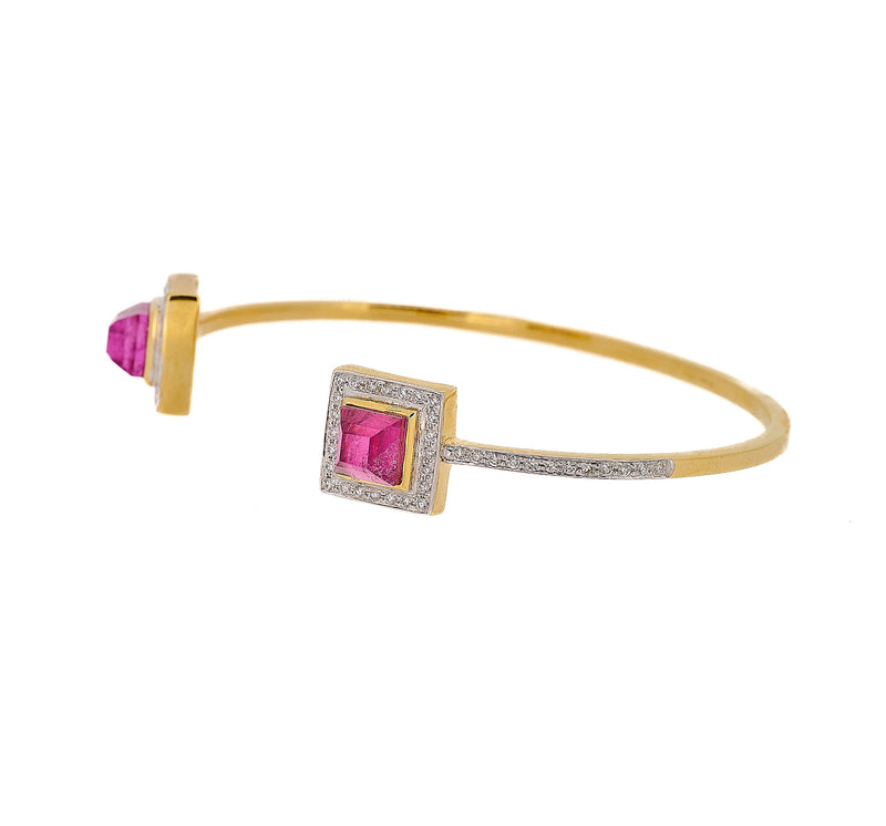 Tourmaline square never ending bangle with white diamonds by fine jewelry designer Jade Jagger.