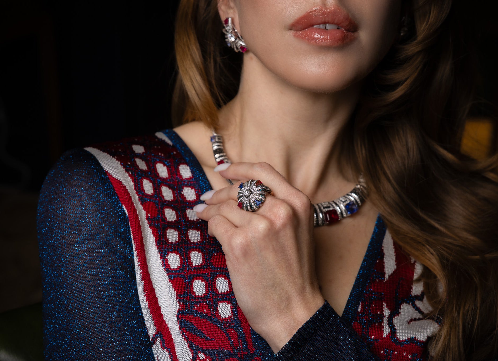 Art Deco Bombay Queen's Ring by Surat Jewels, as seen in V Magazine May 2025