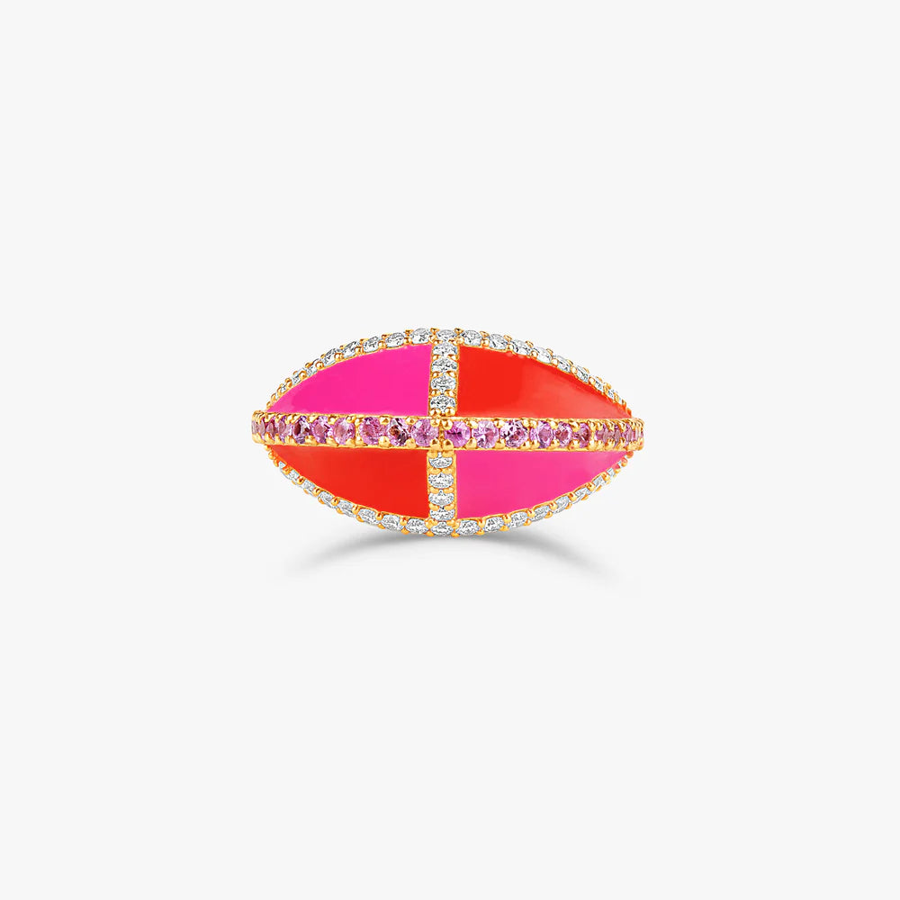 Ashaha Jewelry. Kahina pink diamonds sapphire ring in 18k gold. Luxury gifting.
