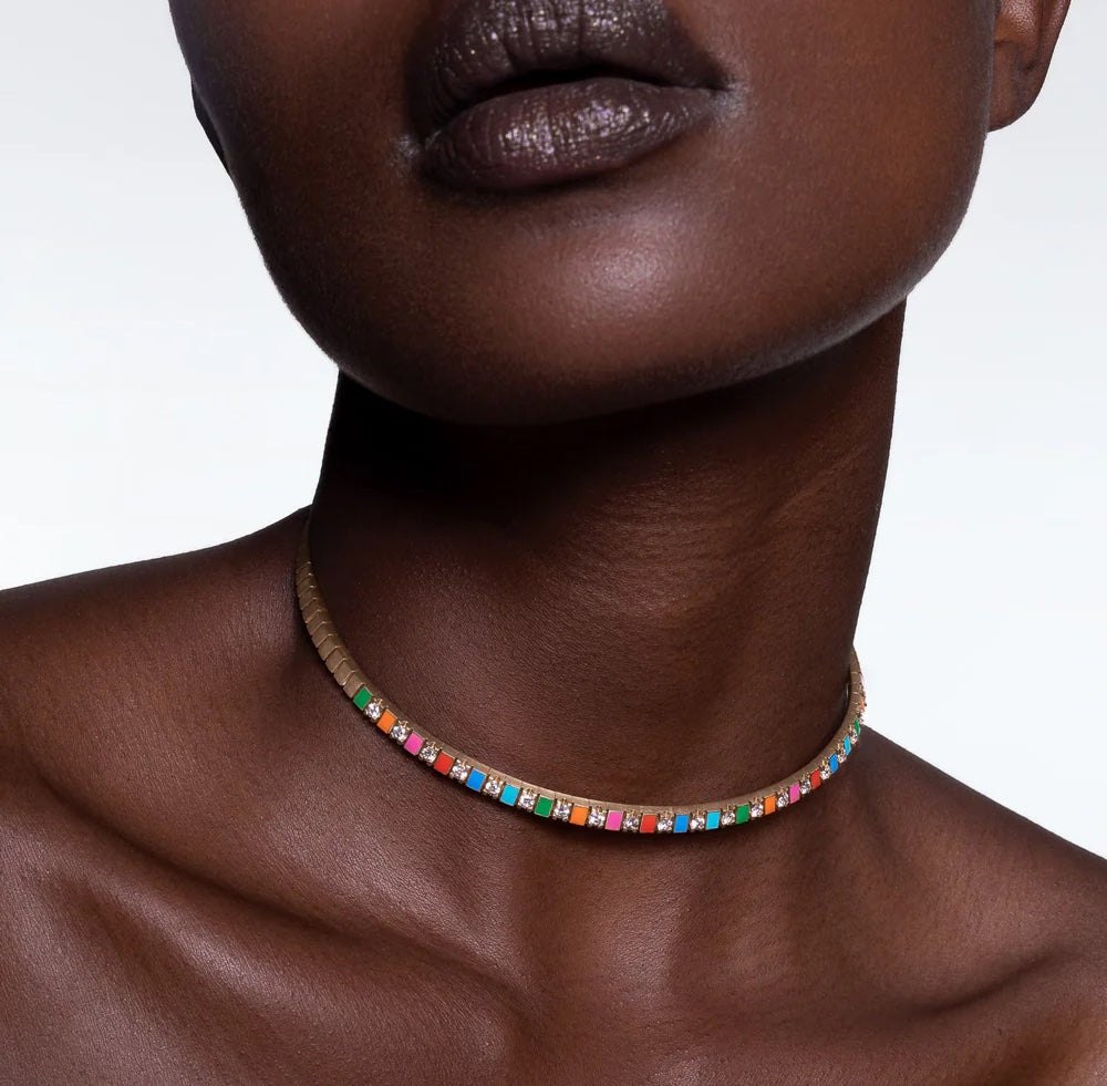 Ashaha's rainbow choker 18k gold, diamond. Luxury gift. Contemporary Heirloom.