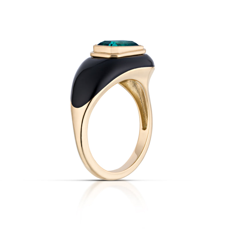 Black jade stone inlay ring by fine jewelry designer Andy Lif