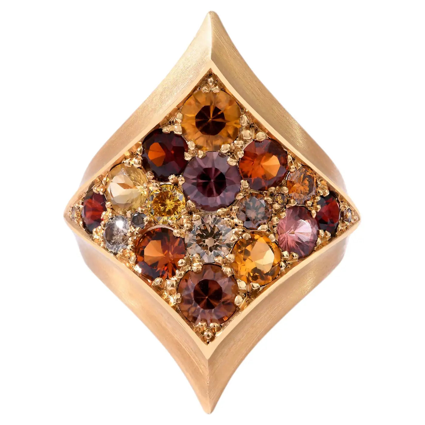 Champagne diamond, citrine, garnet, 18k gold ring. Fine Jewelry. Capucine H. Ethical jewel. Luxury Gift. 
