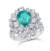 Diamonds and Paraiba Tourmaline couture ring by award winning fine jewelry designer Graziela
