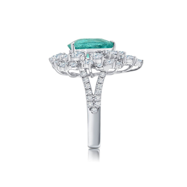 Diamonds and Paraiba Tourmaline couture ring by award winning fine jewelry designer Graziela