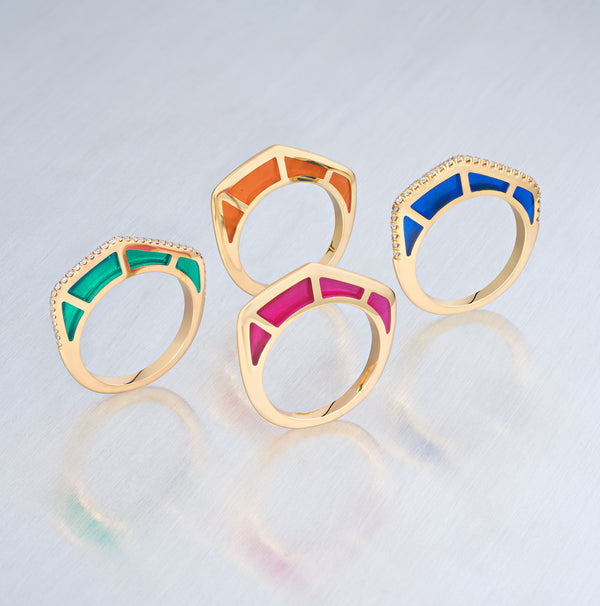 Turquoise Enamel Gold Ring by fine jewelry designer Andy Lif