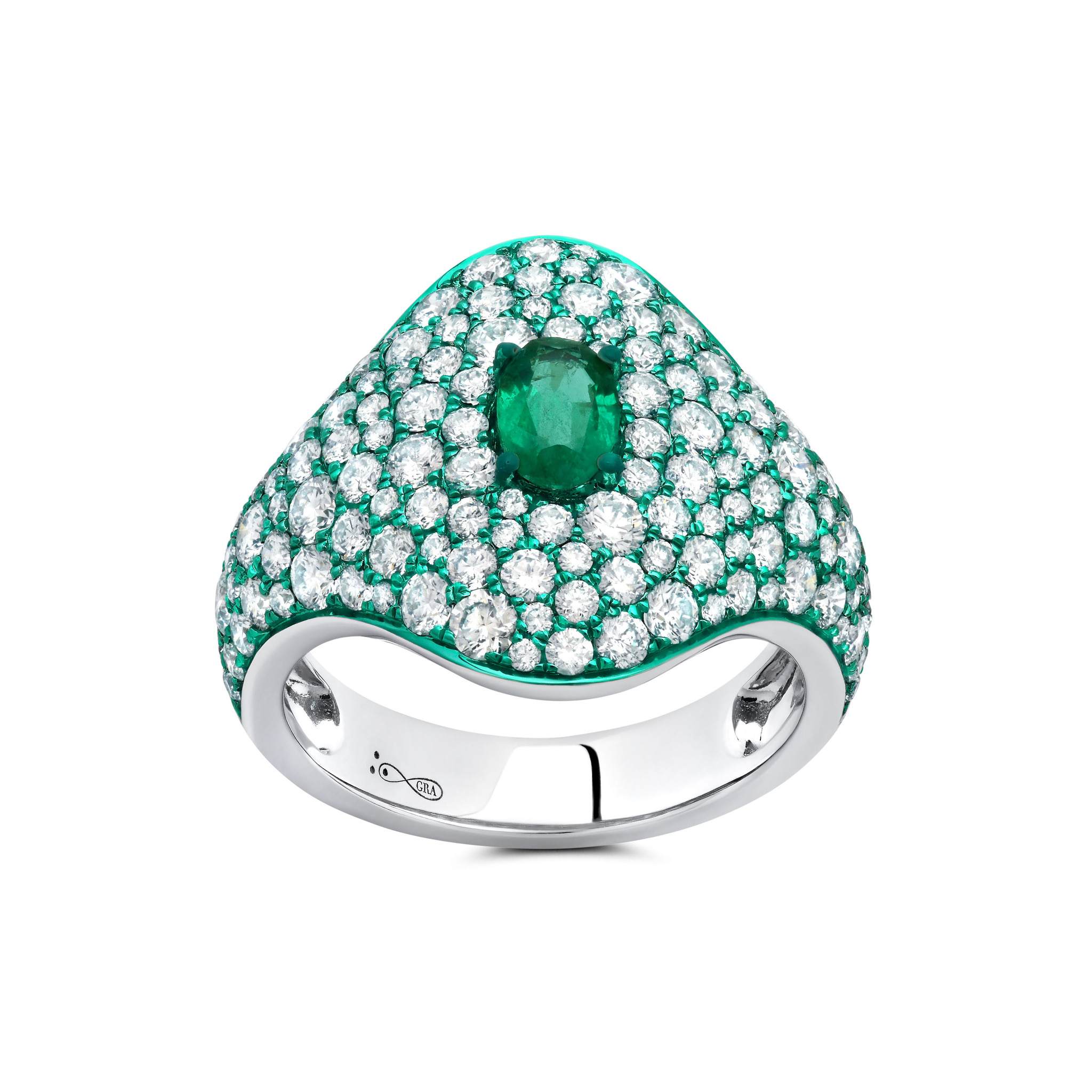Green Emerald & Diamond Ring, Fine Jewels, Graziela Gems