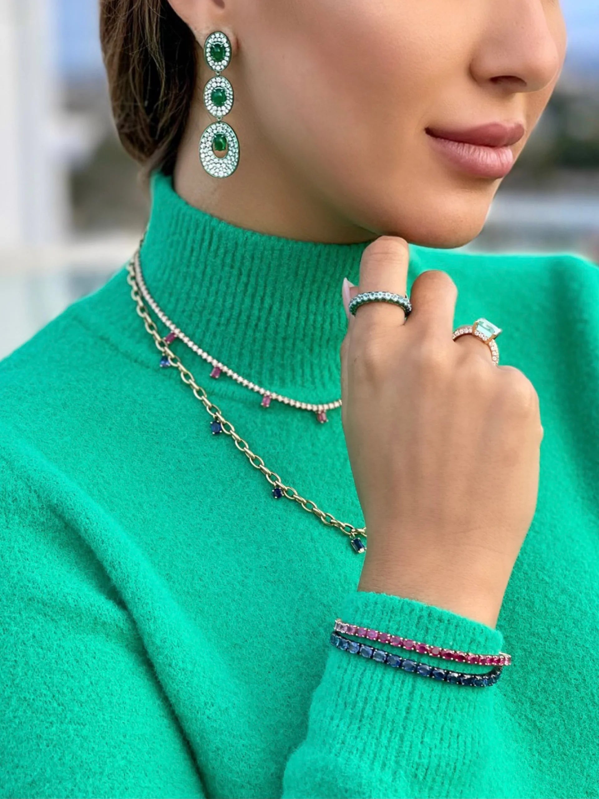 Emerald Diamond Earrings, fine jewelry, Graziela Gems