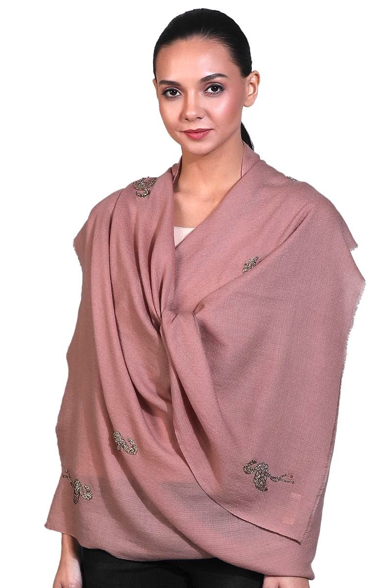 Flamingo merino wool scarf by JANAVI INDIA
