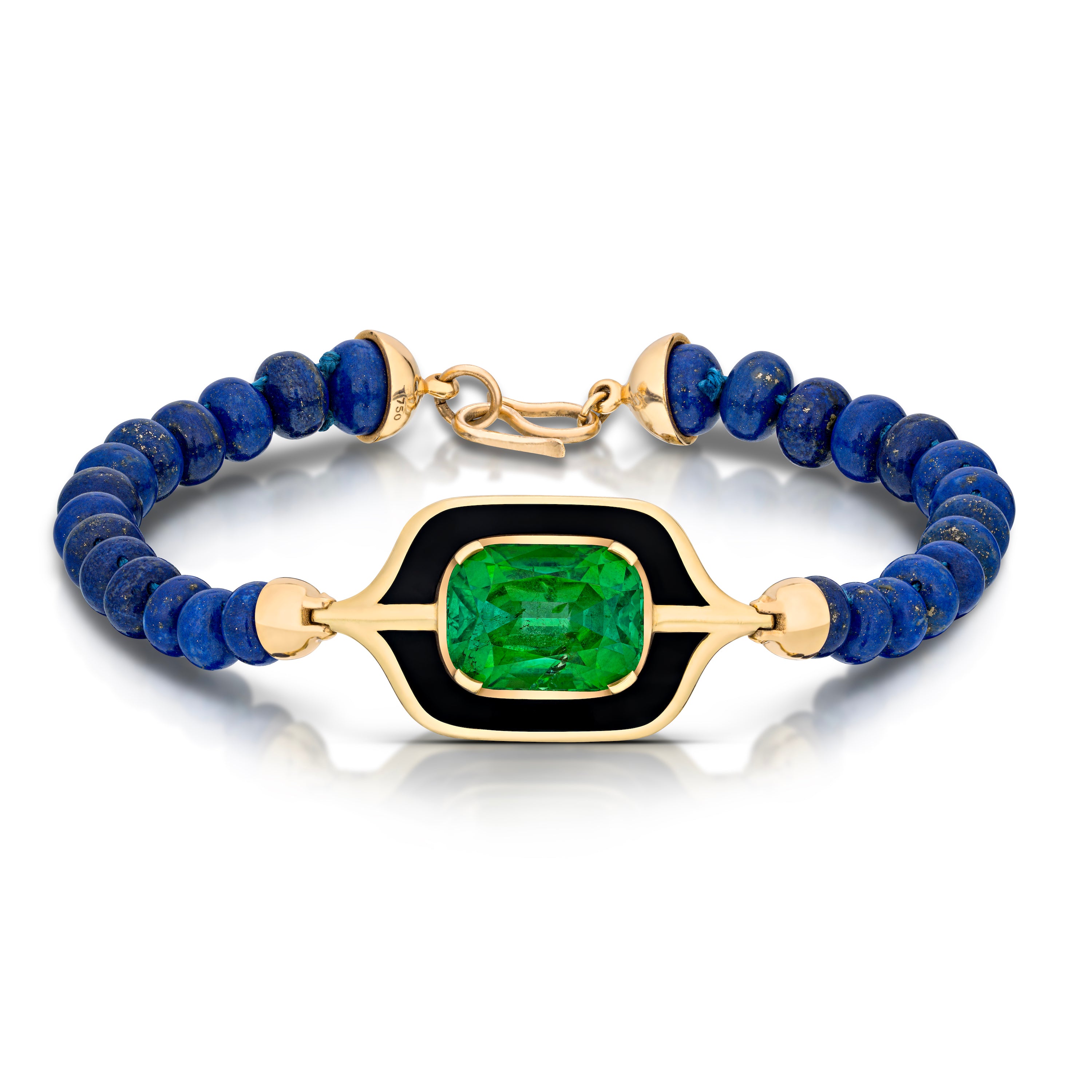 Green Tourmaline Lapis Lazuli Beads bracelet by fine jewelry designer House of Lif