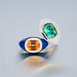 Lapis Lazuli stone inlay ring by fine jewelry designer Andy Lif