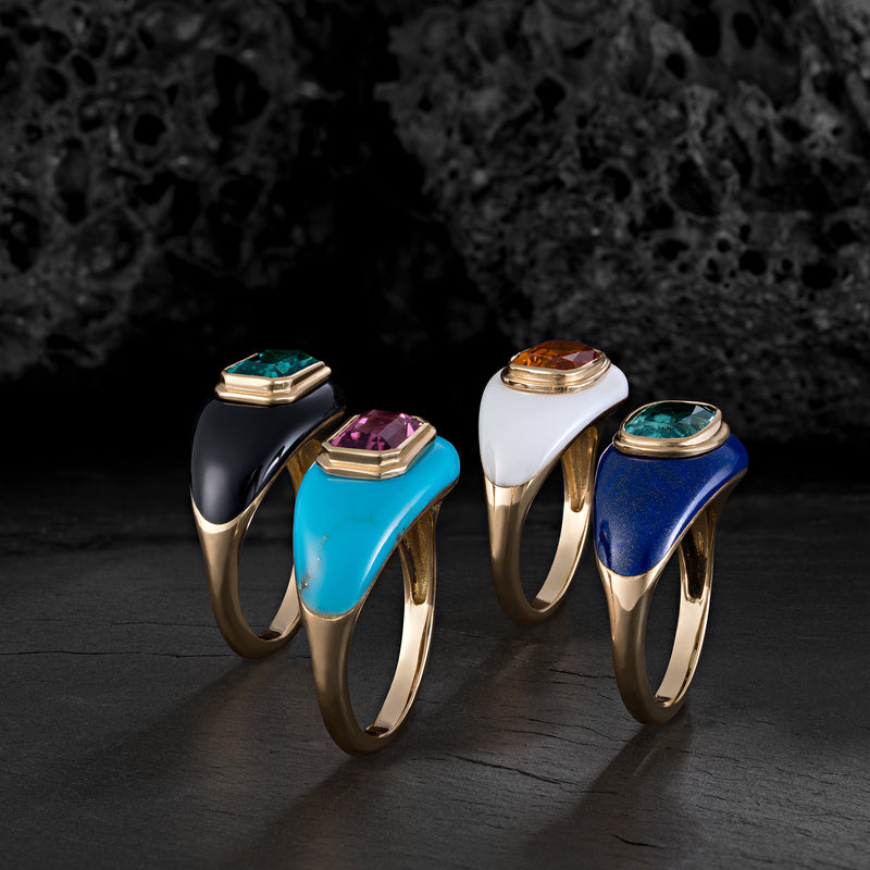 Lapis Lazuli pink tourmaline ring by fine jewelry designer Andy Lif