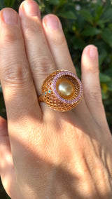 Pearl sapphires ring by jewelry designer Nigel O'Reilly