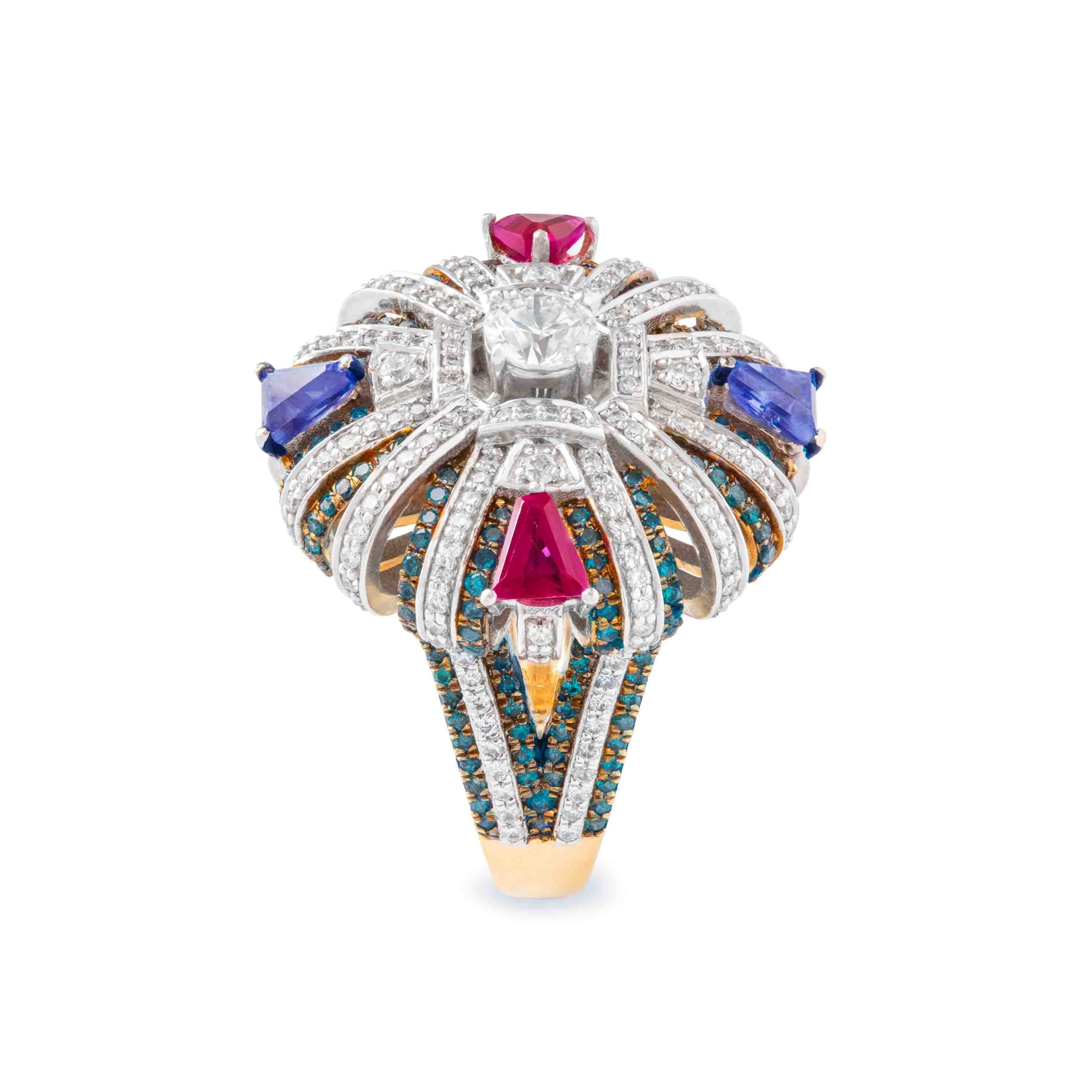 Art Deco Bombay Queen's Ring by Surat Jewels, as seen in V Magazine May 2025