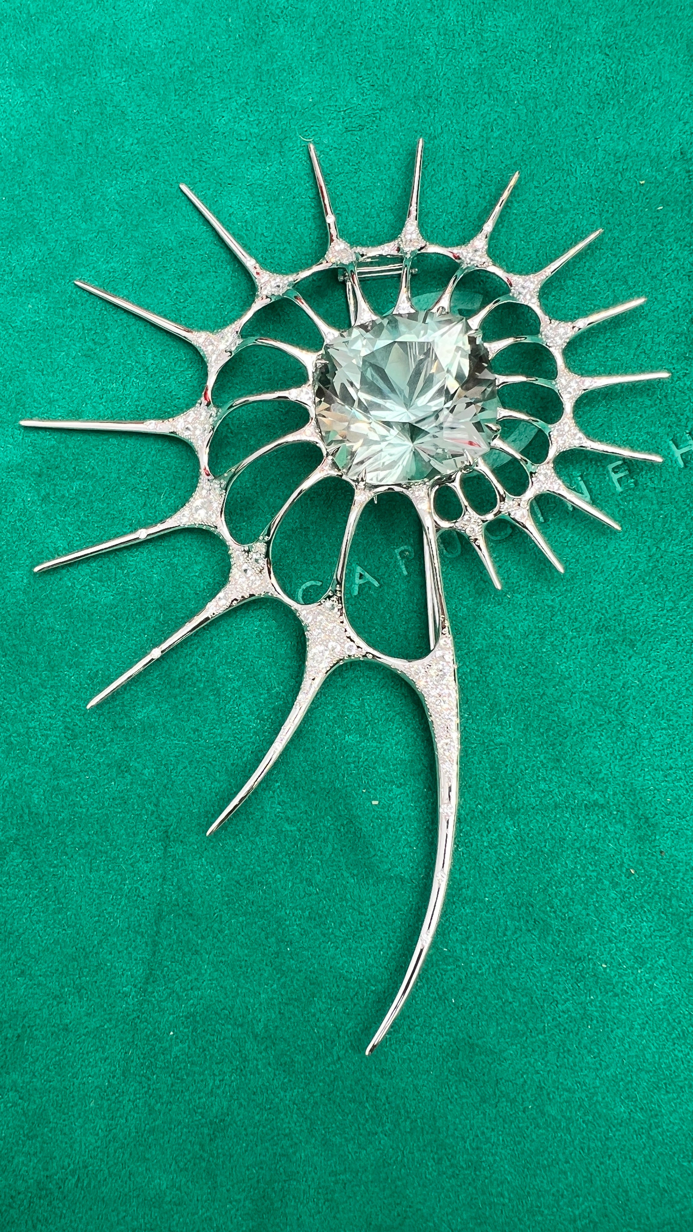 White Gold Topaz brooch. Collectible high jewelry creation by Capucine H.