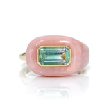 pink opal green tourmaline stone ring by fine jewelry designer Andy Lif.