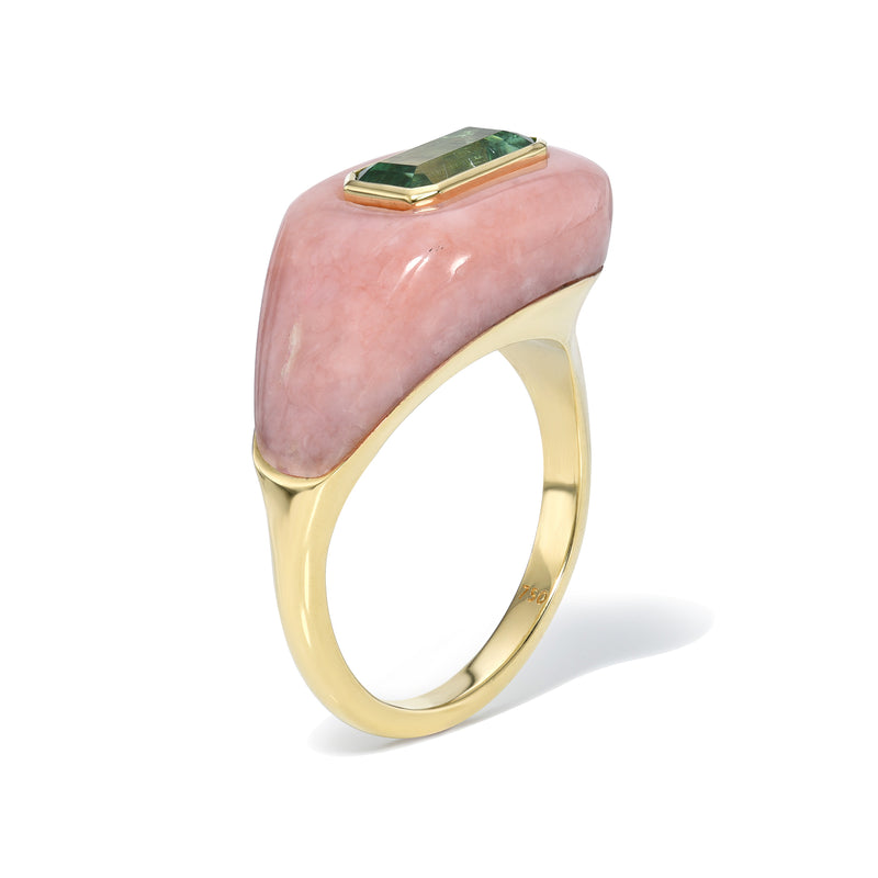 pink opal green tourmaline stone ring by fine jewelry designer Andy Lif.