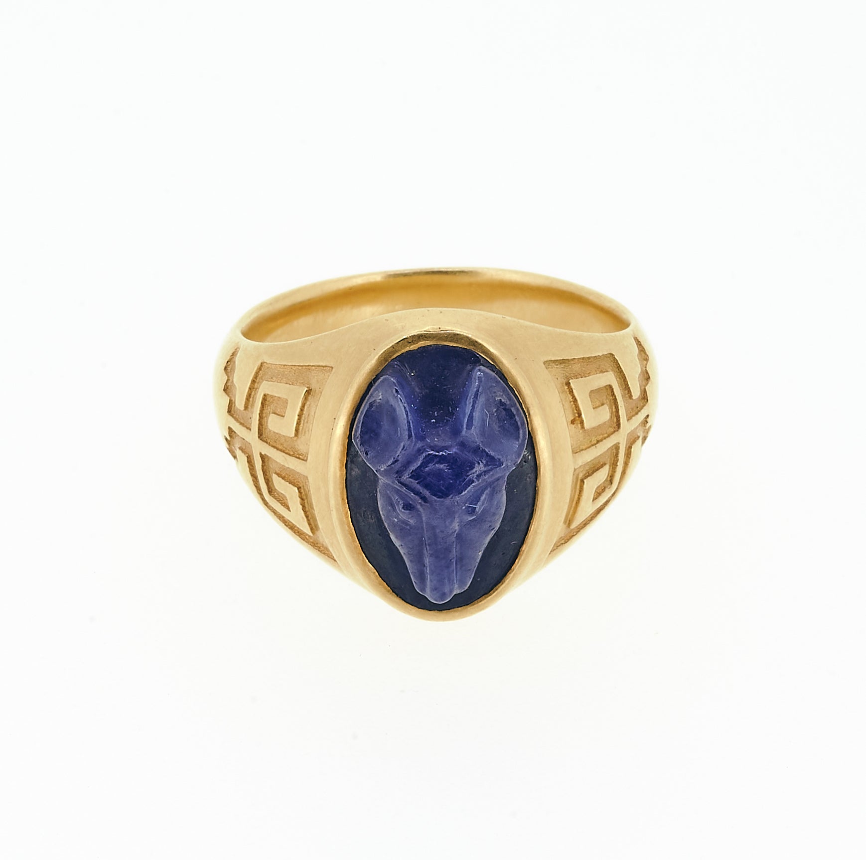 Jade Jagger Carved Sapphire Coyote cameo ring