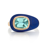Lapis Lazuli tourmaline inlay ring by fine jewelry designer Andy Lif