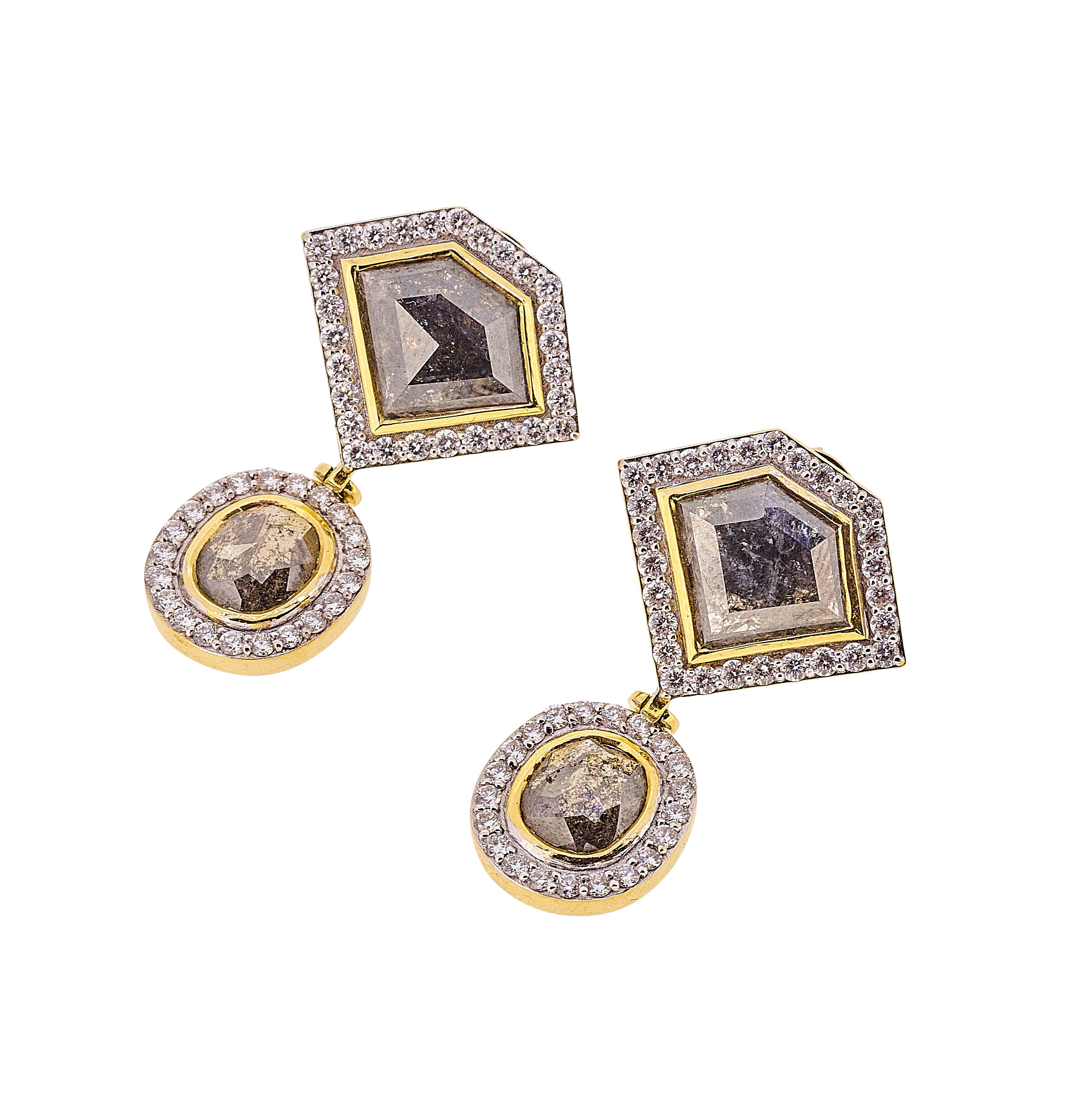 18k gold diamond drop earrings by fine jewelry designer Jade Jagger