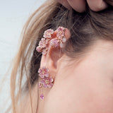 Pink Sapppires and Diamonds Cherry Blossom large Ear Cuff by Morphee jewelry house