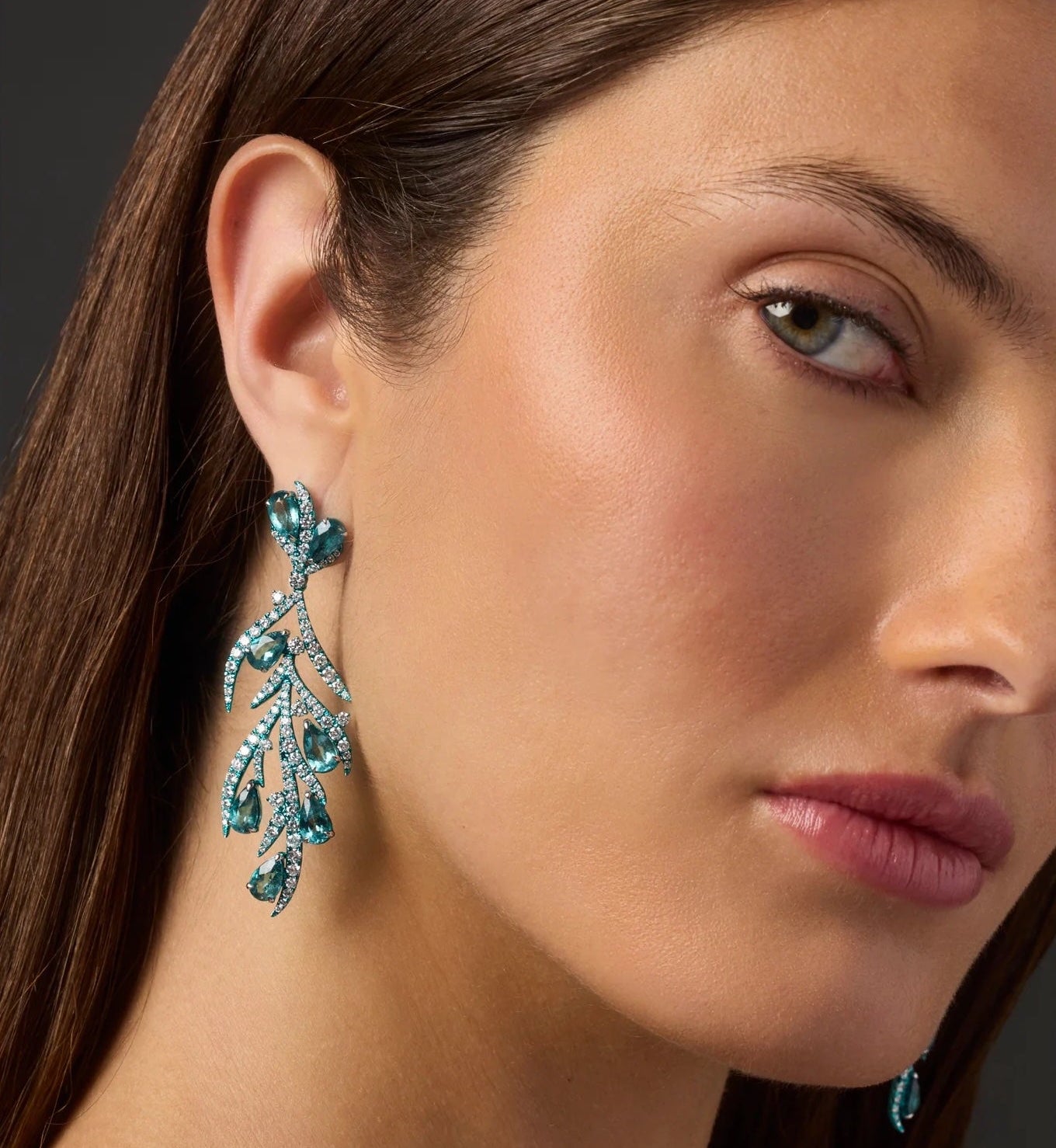 Tourmaline Diamond earrings, 18k white gold, Graziela Gems, Precious Gift, One-of-a-Kind, Collectible jewel