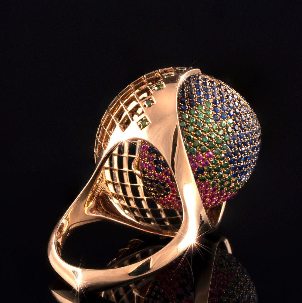 Opal gold ring masterpiece by goldsmith and master jeweler Nigel O'Reilly